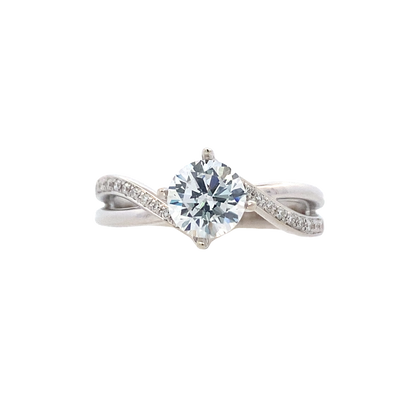 Round Diamond Side Stone Engagement Ring in White Gold by Zeghani