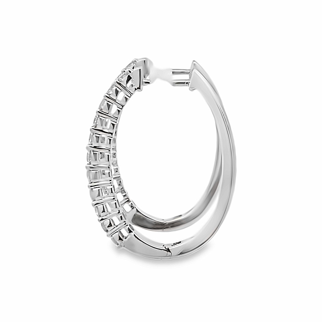 14 KT White Gold 3/4 CTW Diamond Hoop Earrings JX7424-B14W
