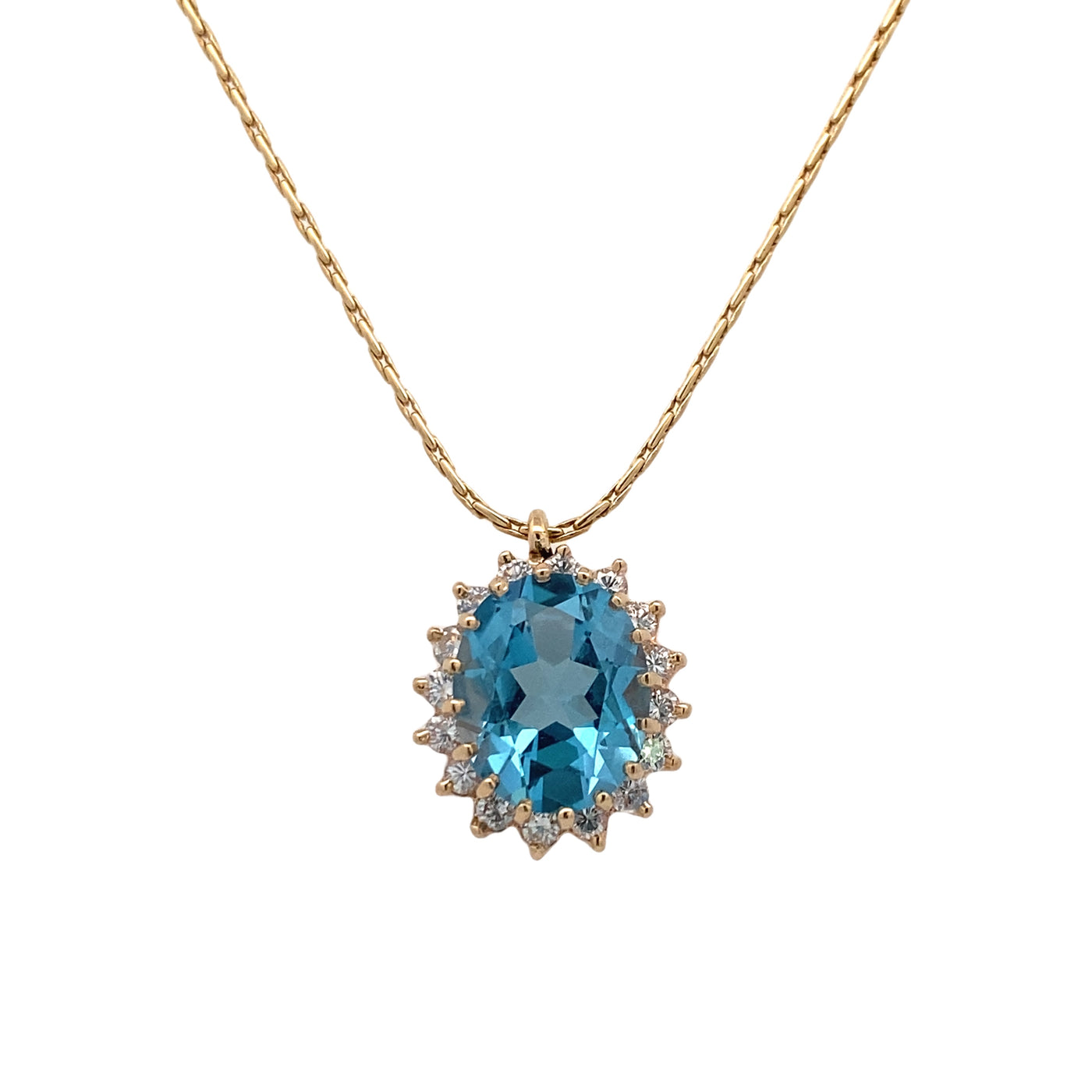 Estate Yellow Gold Blue Topaz Pendant