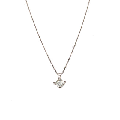 Diamond Solitaire Pendant in White Gold by B&C