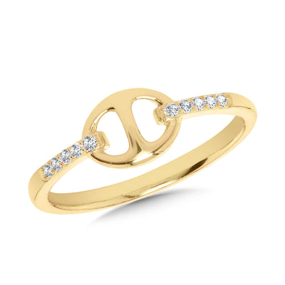 Diamond Link Ring in Yellow Gold