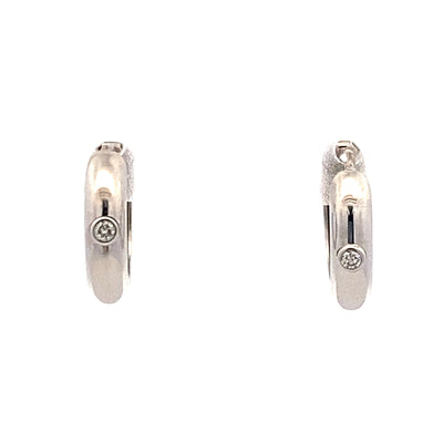 Estate White Gold Huggie Diamond Hoope Earring