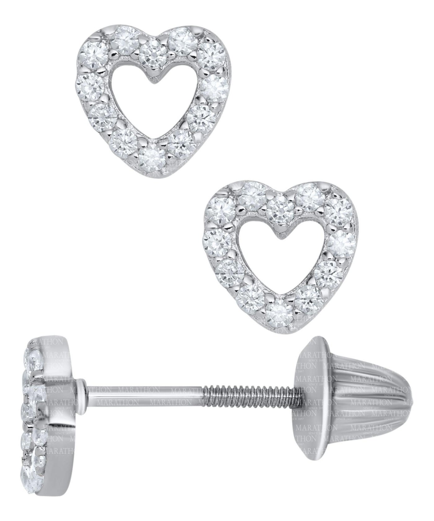 Child's CZ Open Heart Earrings in Silver