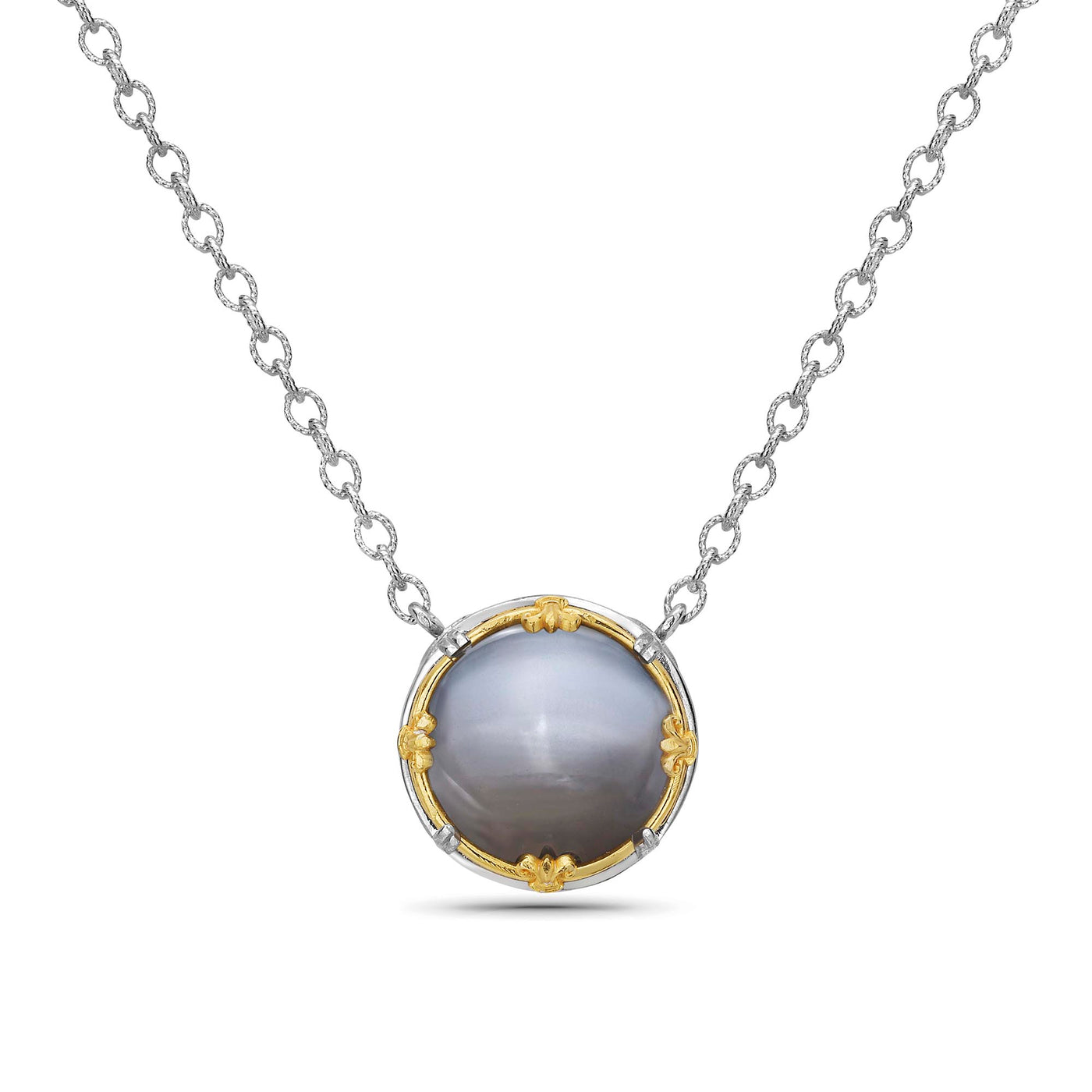 Gray Moonstone Necklace in Two-Tone Gold by Anatoli