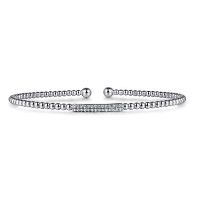 Two Row Diamond Bar Bangle in White Gold by Gabriel NY