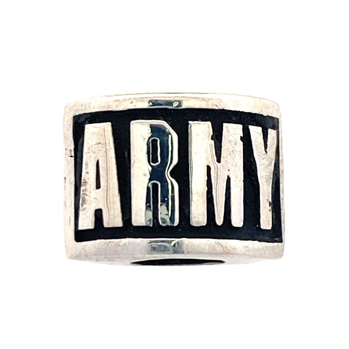 Enamel Army Bead in Silver