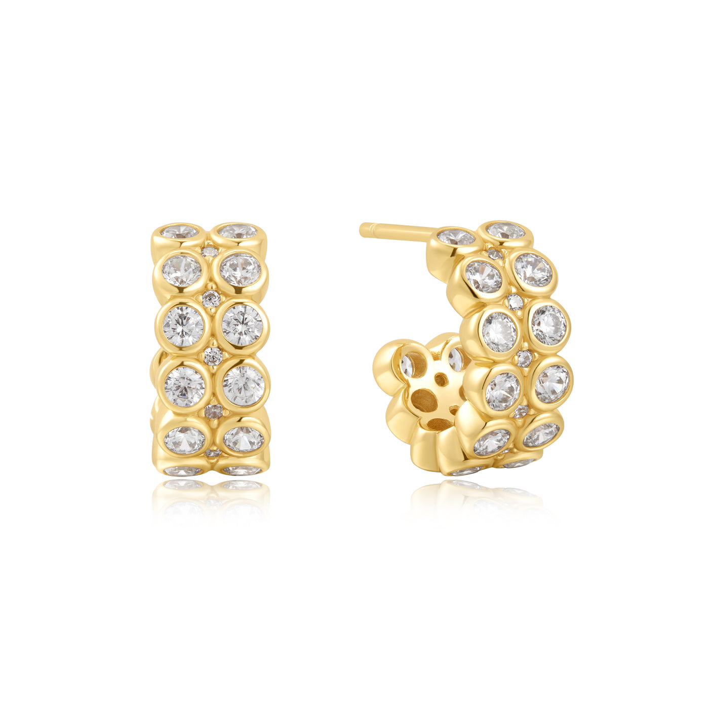 CZ Double Row Studs in Yellow Gold by Ania Haie