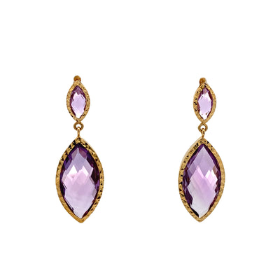 BCJ Estate Jewelry Yellow Gold Amethyst Drop Earrings