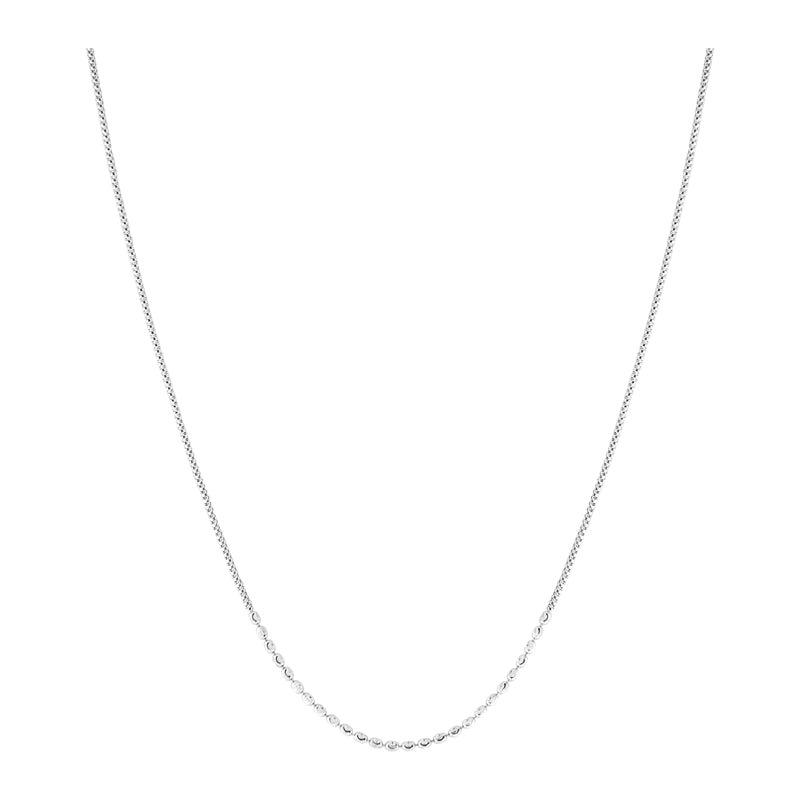 18" D/C Bead & Pearl Necklace in White Gold