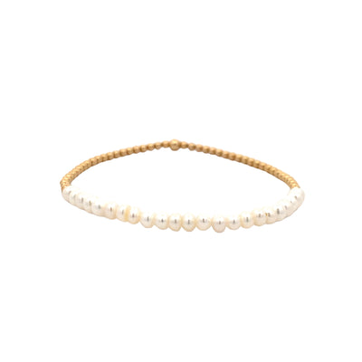 Karen Lazar Yellow Gold Expandable Pearl Bracelet