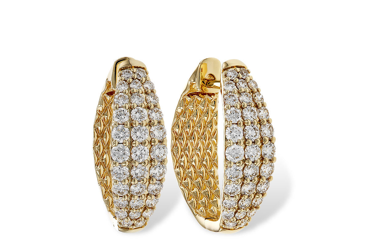 Three Row Diamond Huggies in Yellow Gold by Allison Kaufman Co.