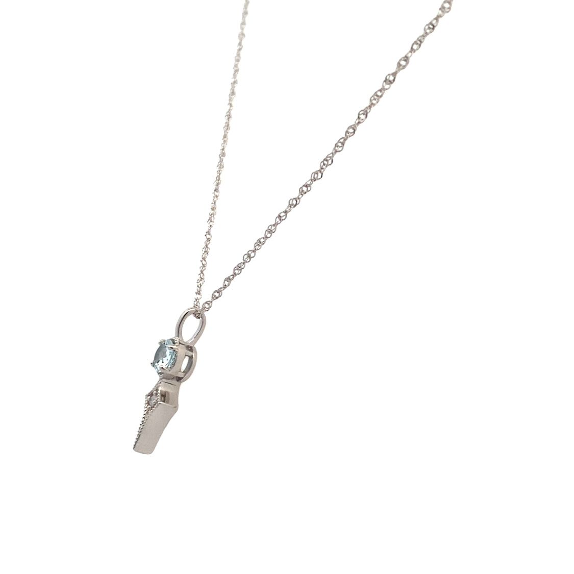 Aquamarine and Diamond Pendant in White Gold