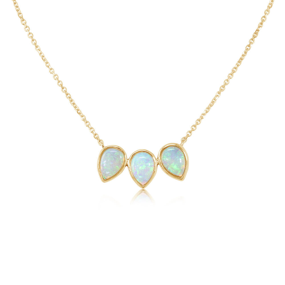 Australian Opal Bar Necklace in Yellow Gold by Parle