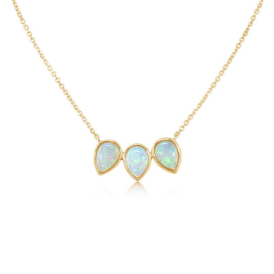 Australian Opal Bar Necklace in Yellow Gold by Parle