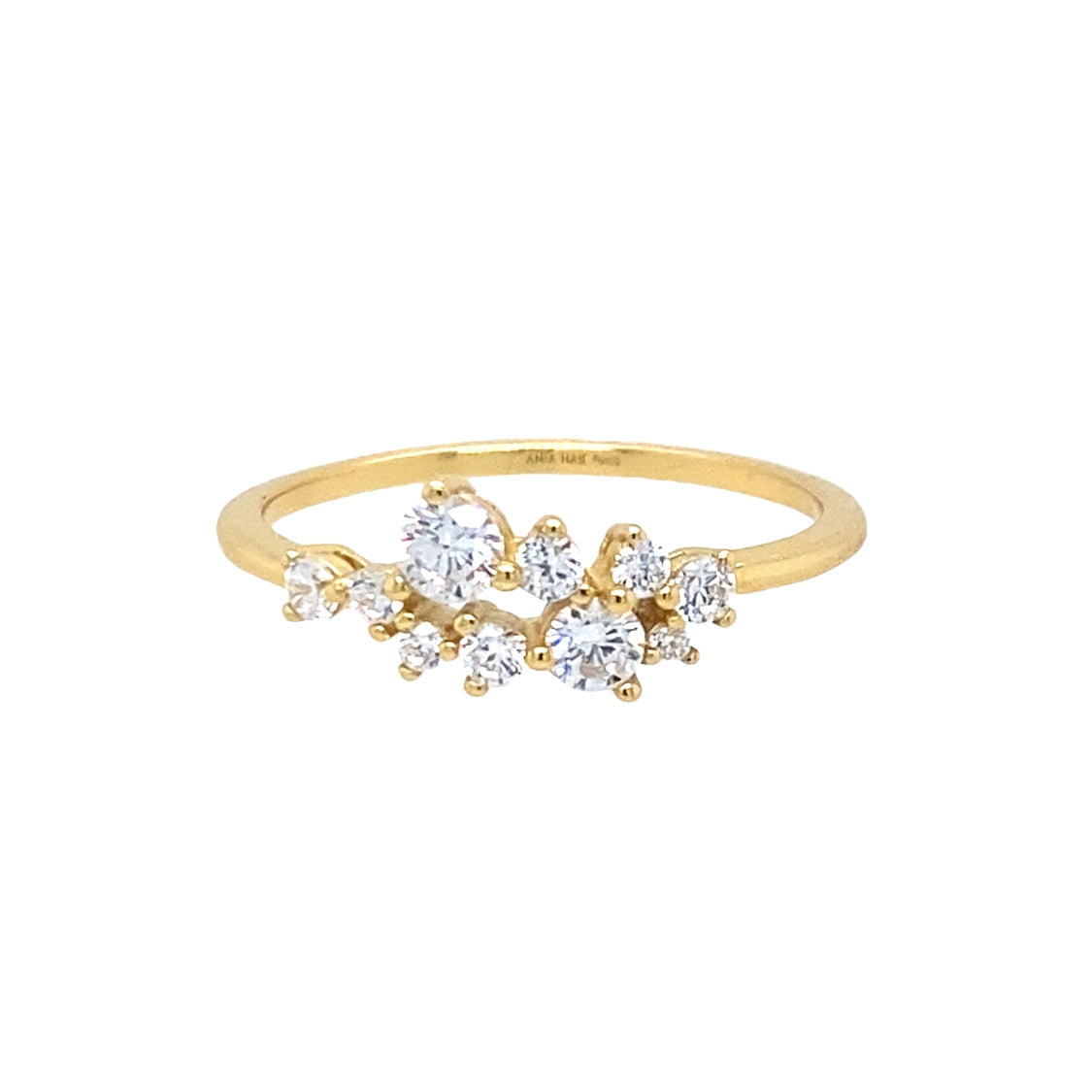 Scattered CZ Floral Ring in Yellow Gold by Ania Haie