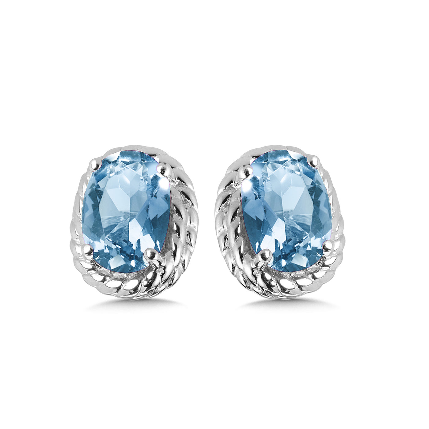 Silver Stud Blue Topaz Earrings LVE708-BT