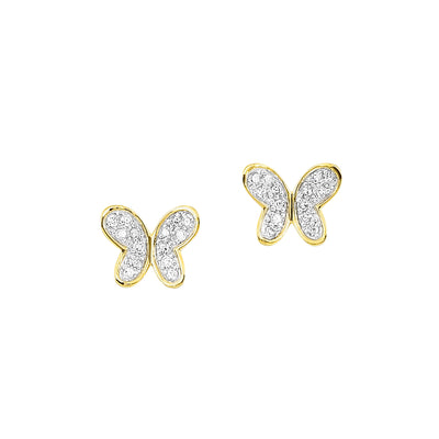 Diamond Butterfly Studs in Yellow Gold