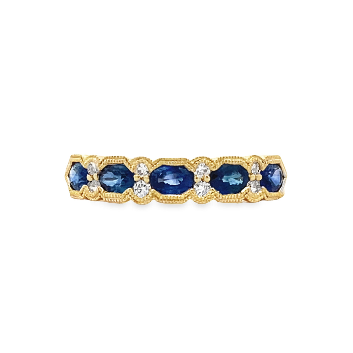 Vintage Inspired Sapphire & Diamond Ring in Yellow Gold by Allison Kaufman