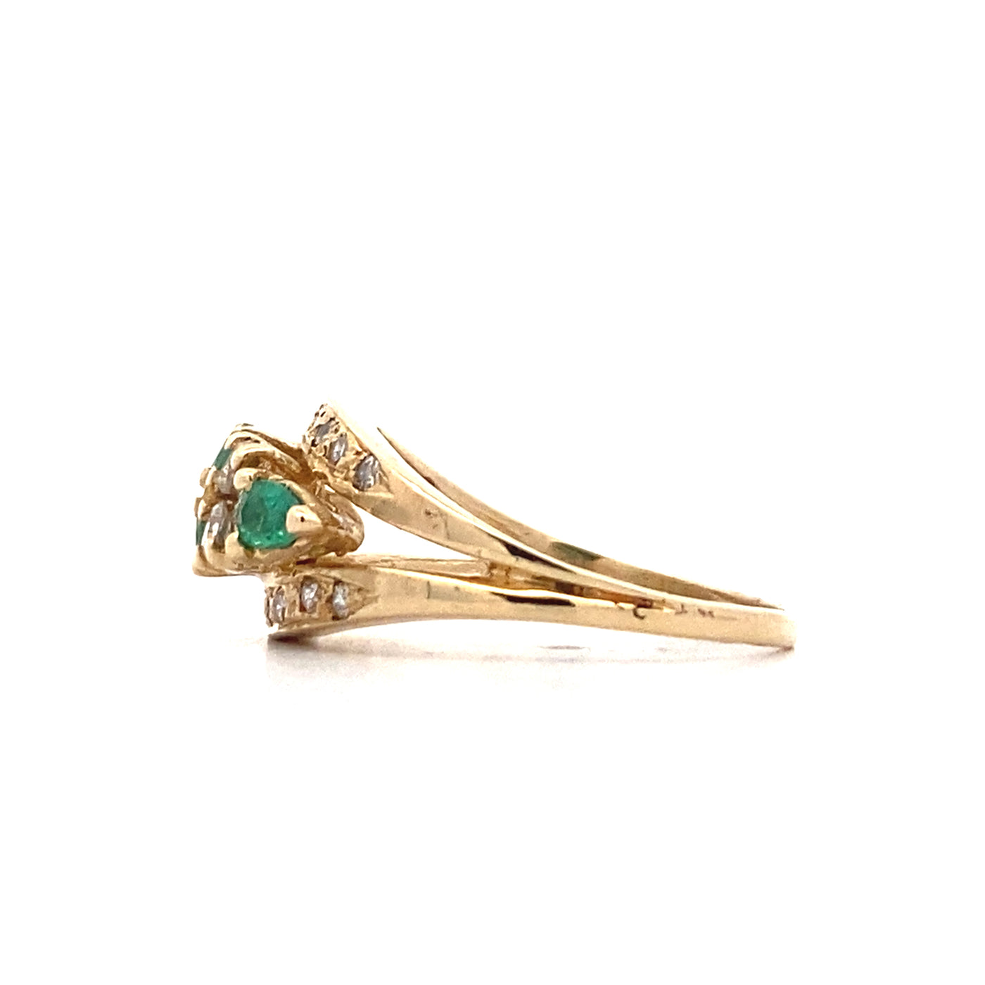 Estate Emerald and Diamond Ring in Yellow Gold