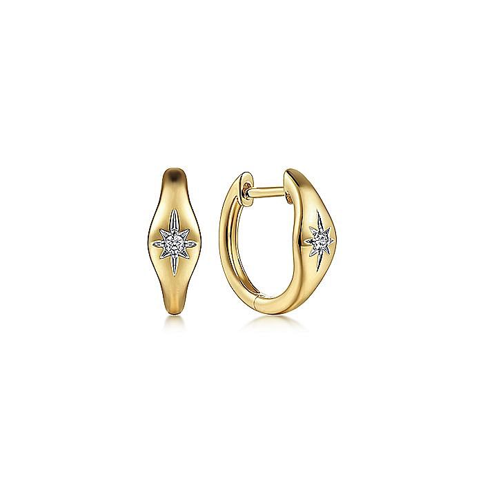 Gabriel & Co. 14 KT Yellow Gold Huggie Diamond Earrings EG14615Y45JJ