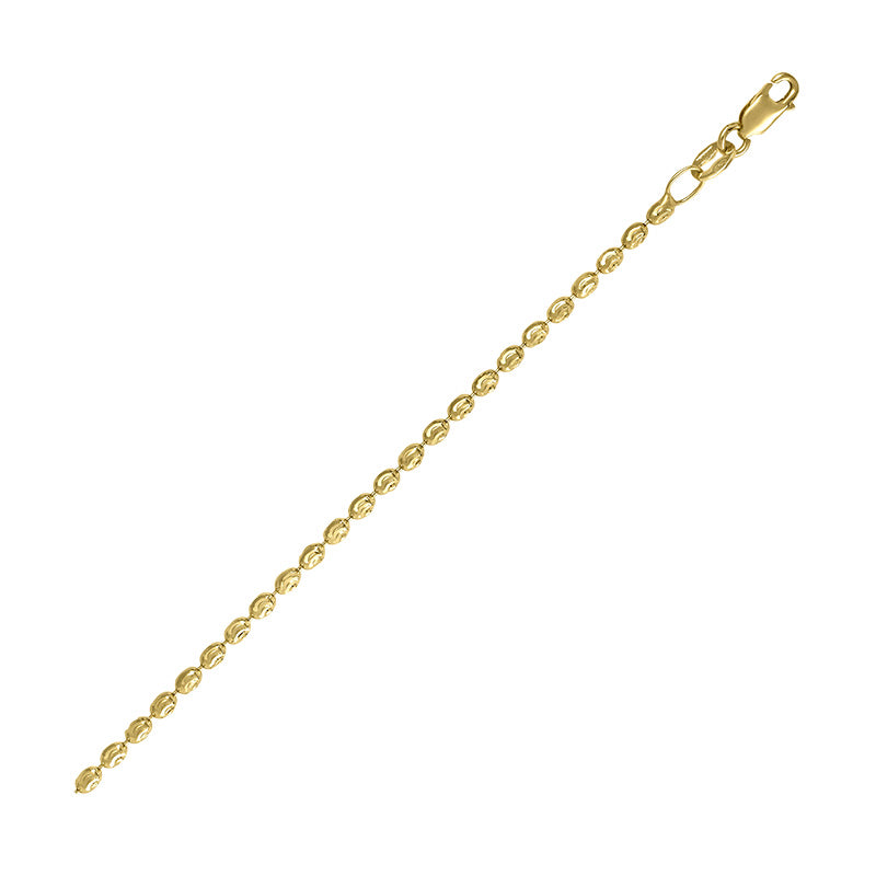 7.25" D/C Oval Beaded Bracelet in Yellow Gold