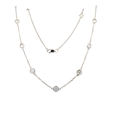 Lab-Created Diamond Station Necklace in White Gold