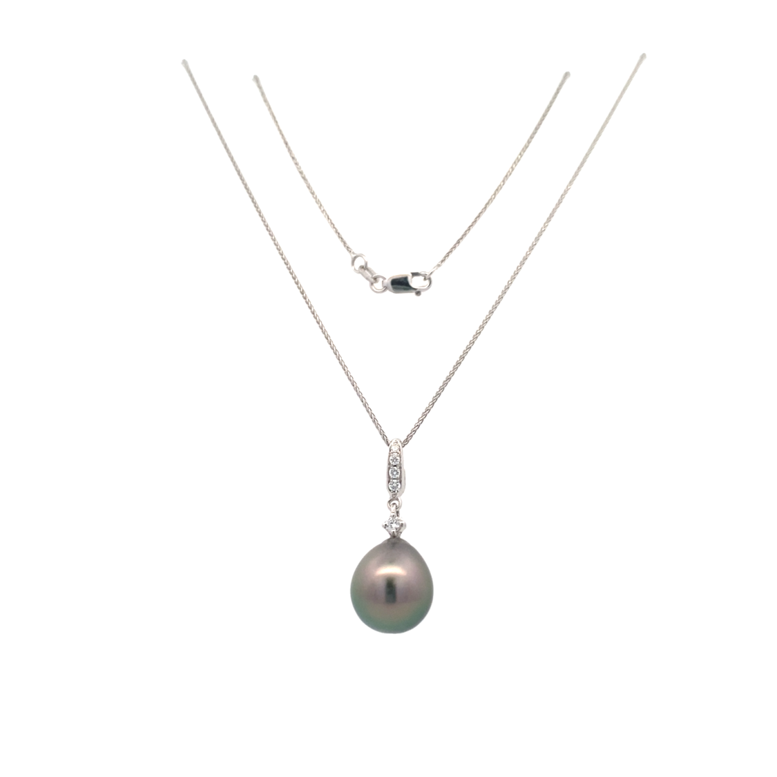 Tahitian Pearl Drop Pendant in White Gold