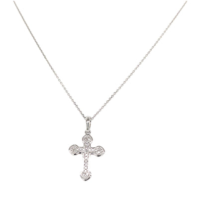 Diamond Cross Pendant in White Gold