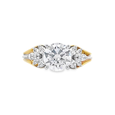Simon G Jewelry Two-Tone Side Stones Engagement Ring LR2987