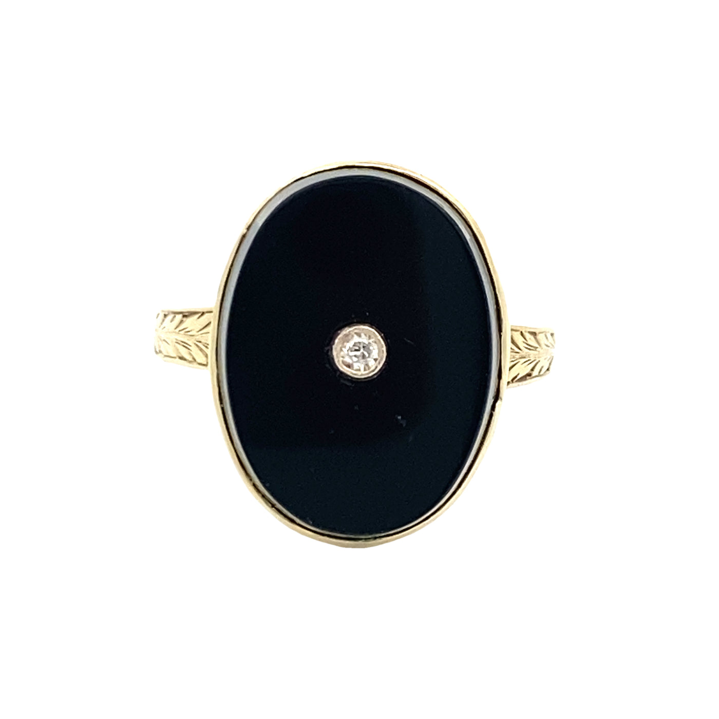 Estate Yellow Gold Onyx Ring