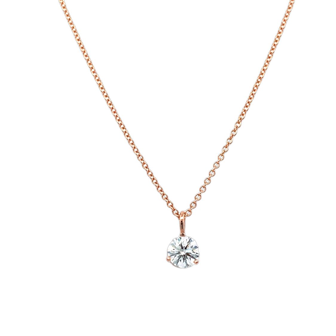 Diamond Solitaire Pendant in Rose Gold by B&C