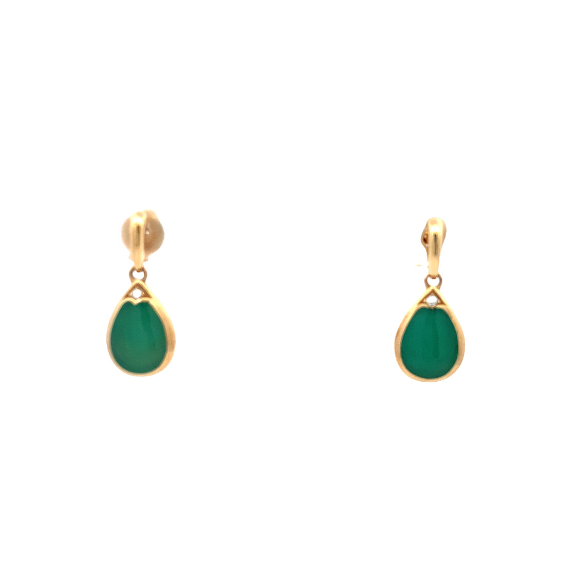 Chrysoprase and Diamond Drop Earrings in Yellow Gold by Kabana