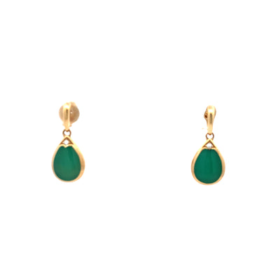 Chrysoprase and Diamond Drop Earrings in Yellow Gold by Kabana