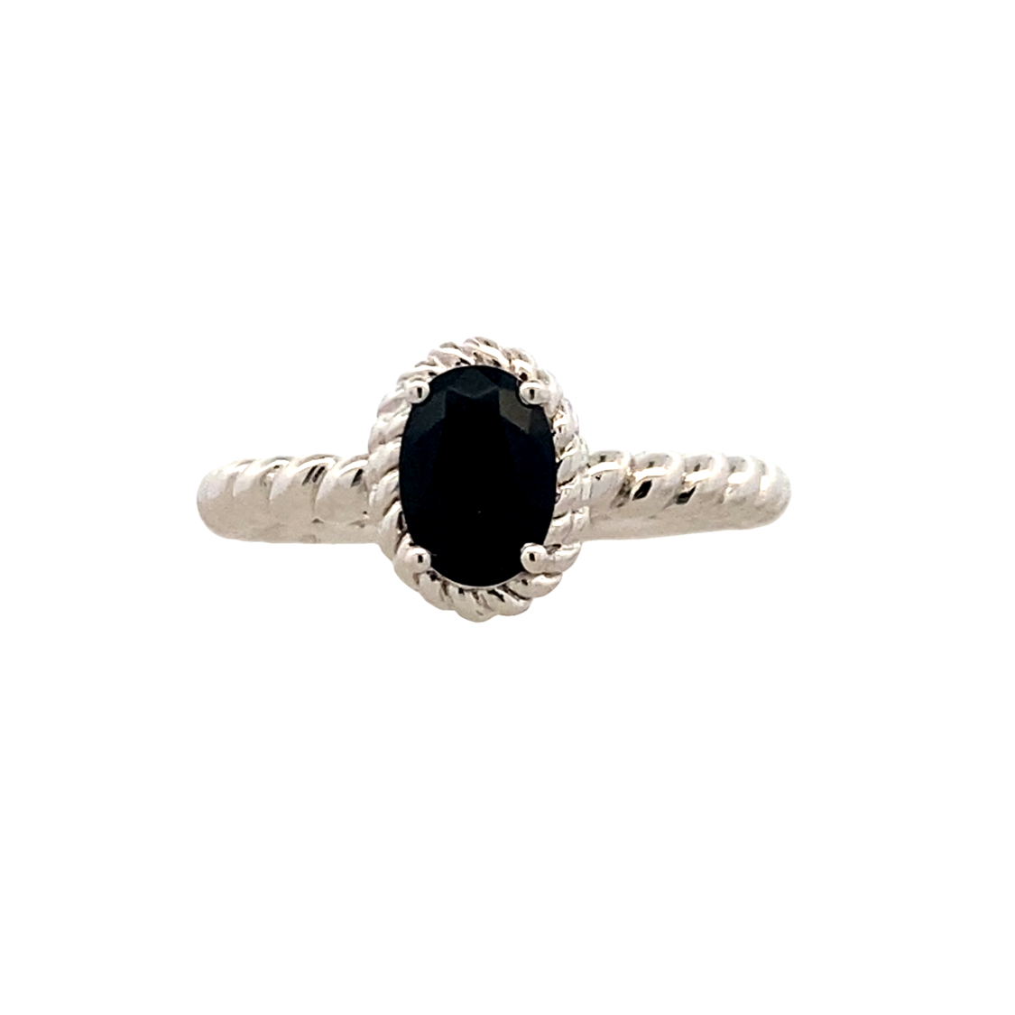 Onyx Halo Rope Ring in Silver