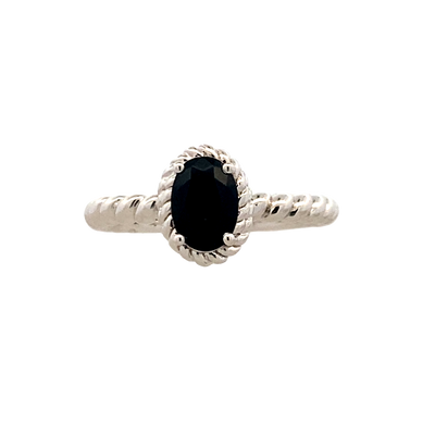 Onyx Halo Rope Ring in Silver