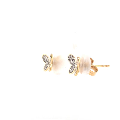 Diamond Butterfly Studs in Yellow Gold