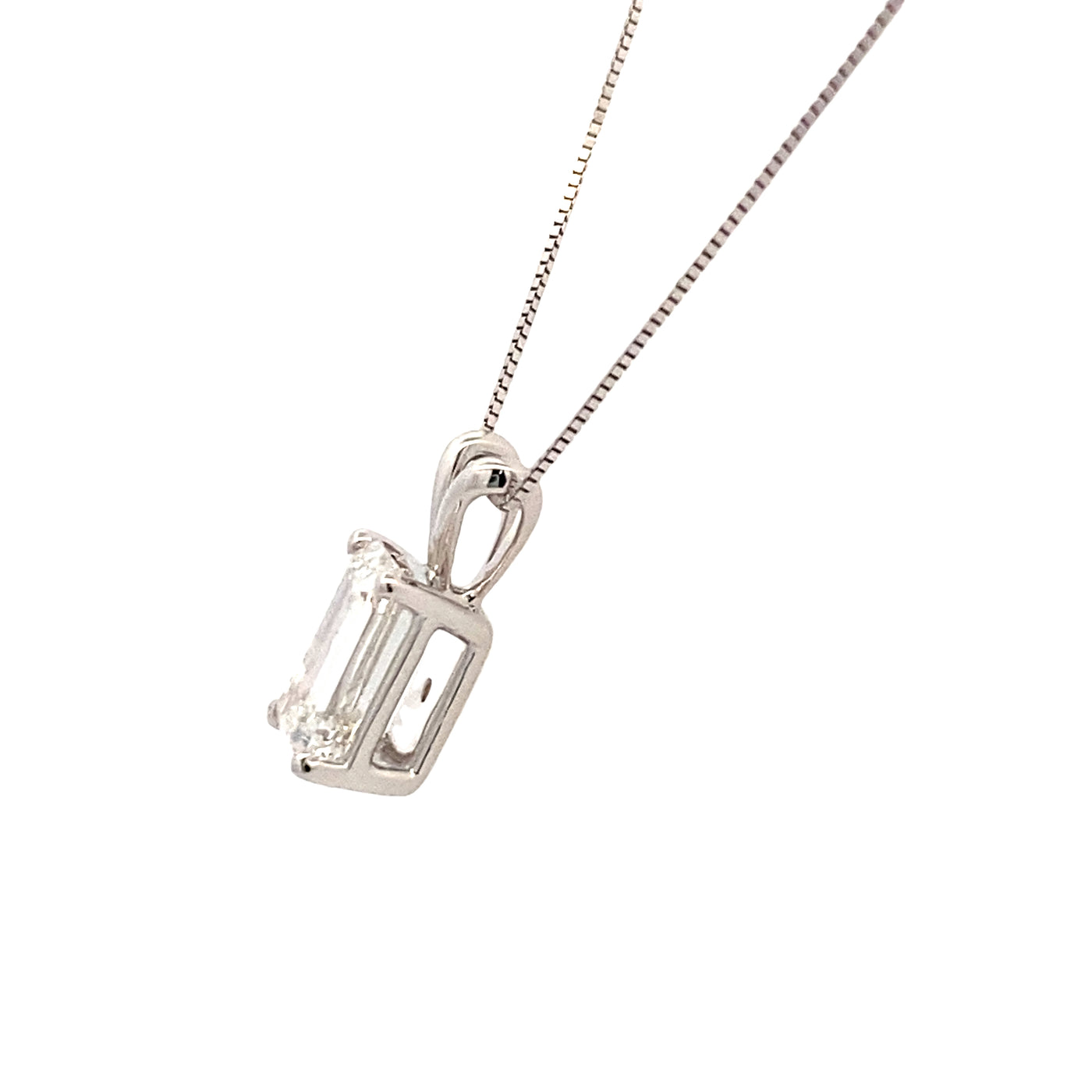 LAB -Created 1.5ct Emerald Cut Diamond Solitaire Pendant in White Gold