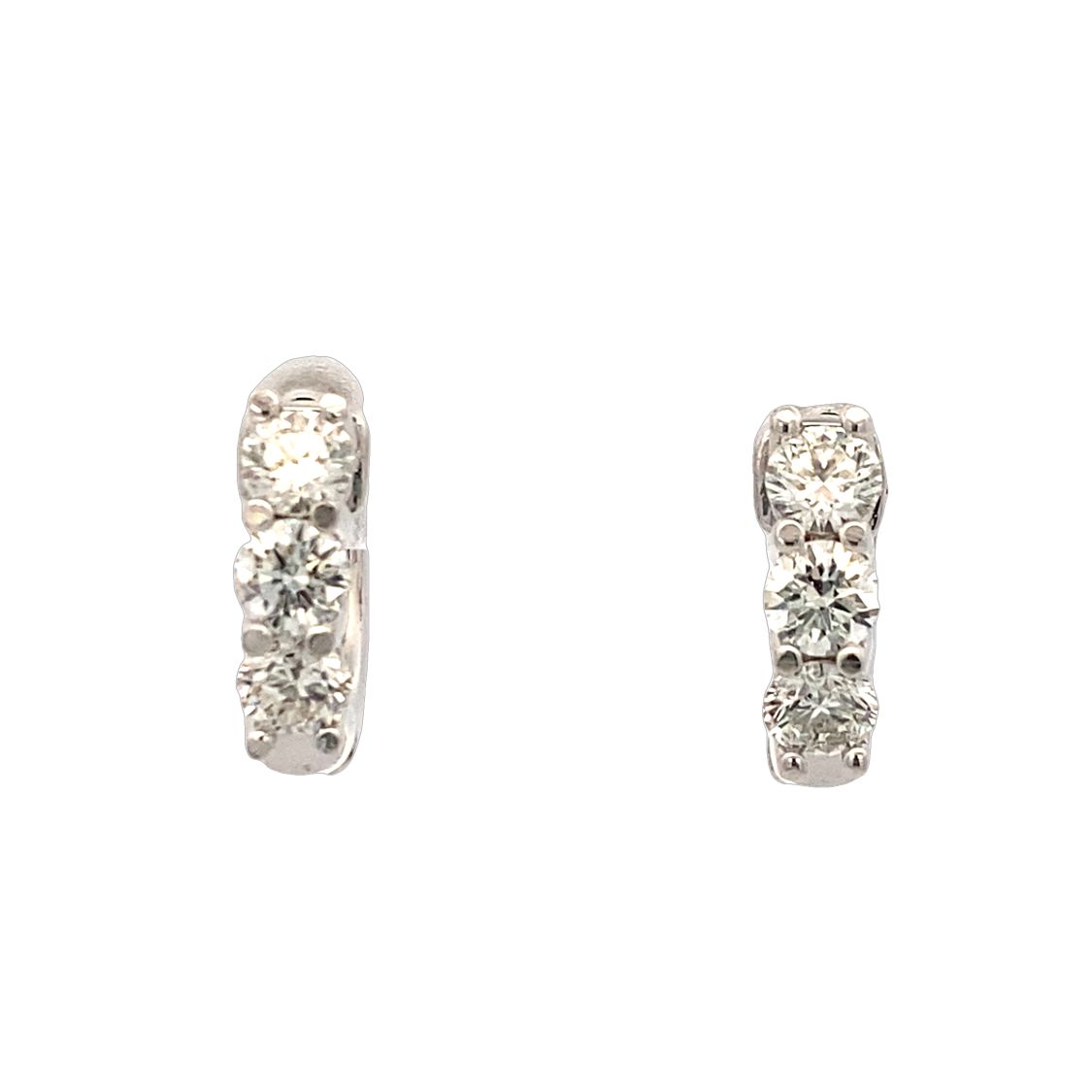 Three-Stone Diamond Huggies in White Gold by B&C