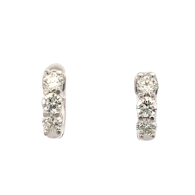 Three-Stone Diamond Huggies in White Gold by B&C