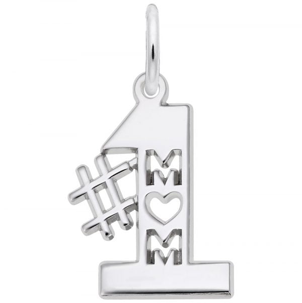 #1 Mom Charm in Silver