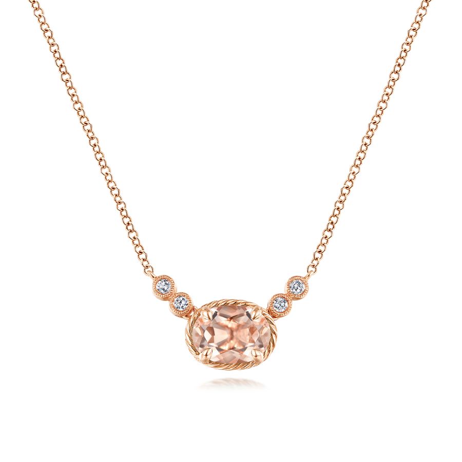 Morganite and Diamond Pendant in Rose Gold by Gabriel & Co.