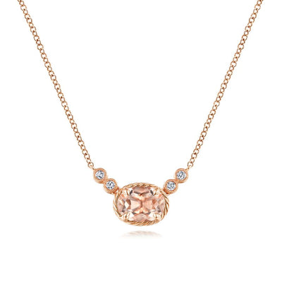 Morganite and Diamond Pendant in Rose Gold by Gabriel & Co.