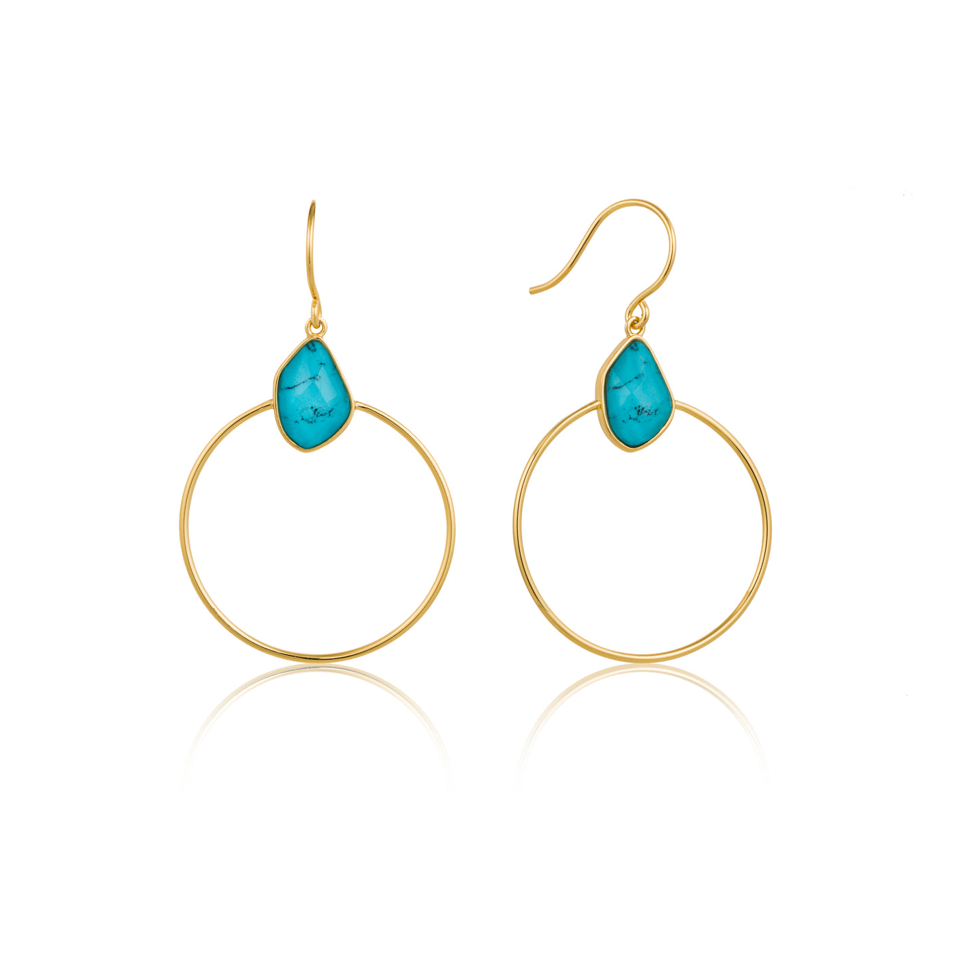 Ania Haie Turquoise Front Hoop Yellow Gold Earrings E014-02G