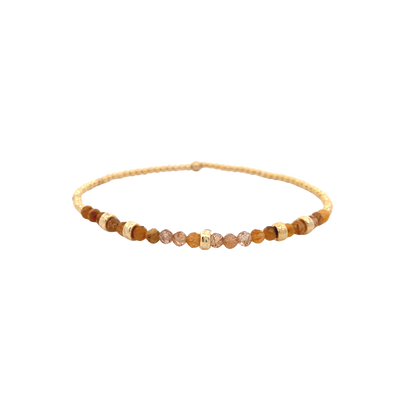 2mm Citrine and Rondelle Stretch Bracelet in Yellow Gold by Karen Lazar