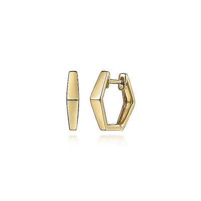 Geometric Huggies in Yellow Gold by Gabriel & Co.