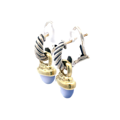 Estate David Yurman Chalcedony Drop Earrings in Two-Tone Gold