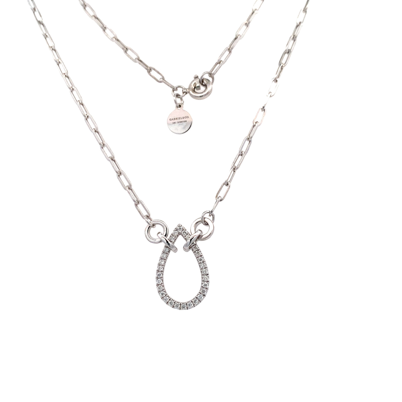 DIamond Fancy Link Necklace in White Gold by Gabriel & Co.