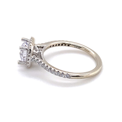 FANA 14KT White Gold Halo Round Shape Engagement Ring S3790/WG