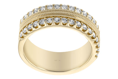 Wide Contemporary Diamond Ring in Yellow Gold by Allison Kaufman Co.