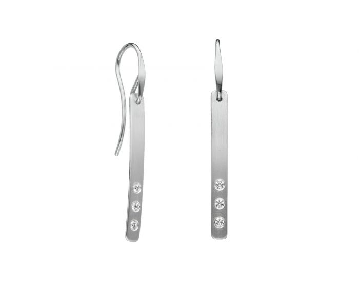 E. L. Designs Silver Drop Earrings Diamond Earrings EA23012D